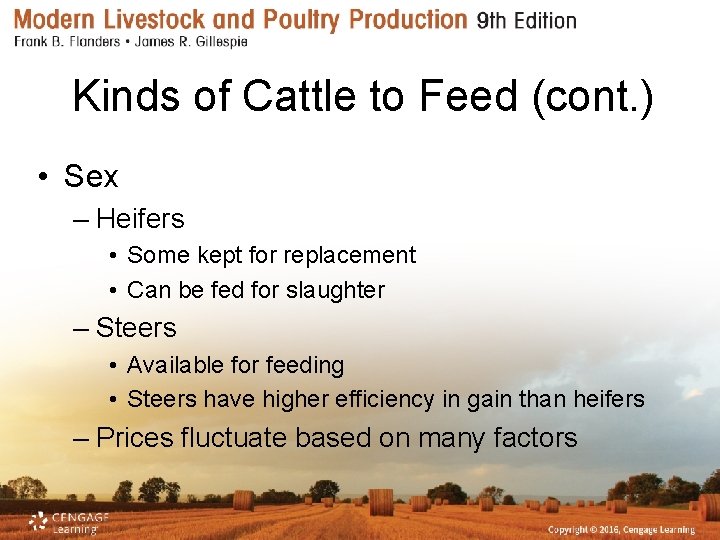 Kinds of Cattle to Feed (cont. ) • Sex – Heifers • Some kept