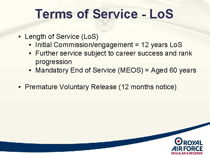 Terms of Service - Lo. S • Length of Service (Lo. S) • Initial Terms of Service - Lo. S • Length of Service (Lo. S) • Initial