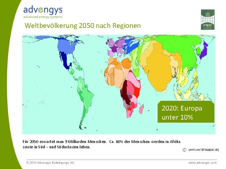 Weltbevölkerung 2050 nach Regionen 2020: Europa unter 10% Für 2050 erwartet man 9 Milliarden