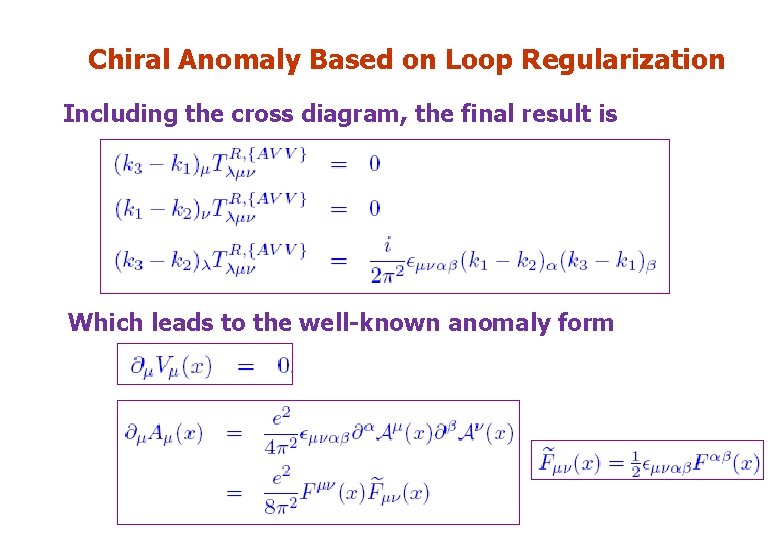 Chiral Anomaly Based on Loop Regularization Including the cross diagram, the final result is