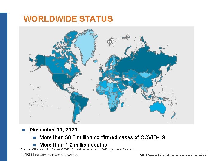 WORLDWIDE STATUS n November 11, 2020: n More than 50. 8 million confirmed cases