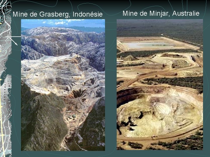 Mine de Grasberg, Indonésie Mine de Minjar, Australie 