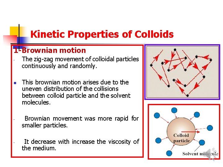 Kinetic Properties of Colloids 1 -Brownian motion - - The zig-zag movement of colloidal