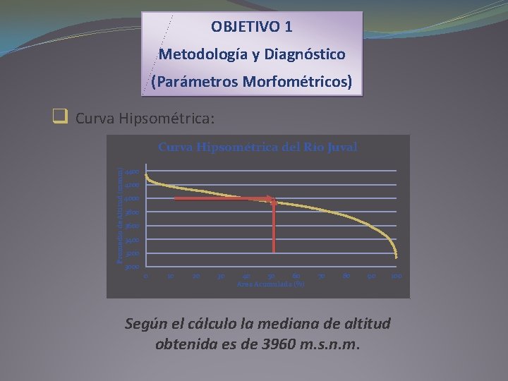 OBJETIVO 1 Metodología y Diagnóstico (Parámetros Morfométricos) q Curva Hipsométrica: Promedio de Altitud (msnm)