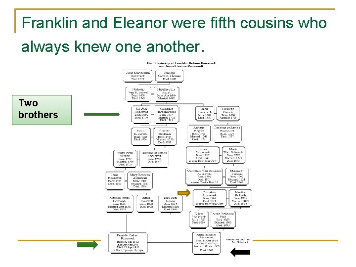 Franklin and Eleanor were fifth cousins who always knew one another. Two brothers 
