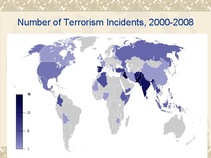 Number of Terrorism Incidents, 2000 -2008 