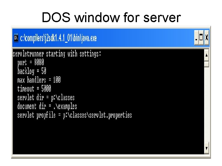 DOS window for server 