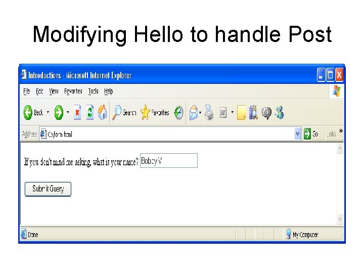 Modifying Hello to handle Post 