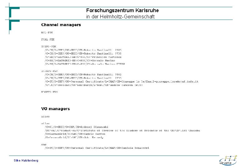 Forschungszentrum Karlsruhe in der Helmholtz-Gemeinschaft Silke Halstenberg 