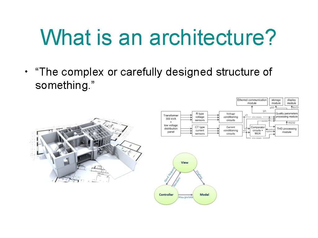 What is an architecture? • “The complex or carefully designed structure of something. ”