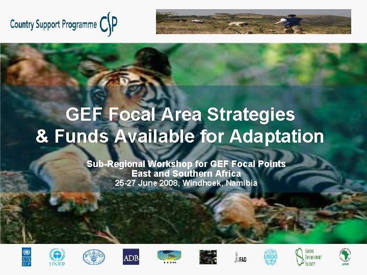 GEF Focal Area Strategies & Funds Available for Adaptation Sub-Regional Workshop for GEF Focal