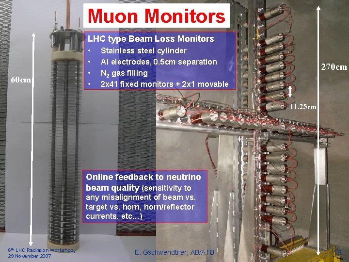 Muon Monitors LHC type Beam Loss Monitors 60 cm • • Stainless steel cylinder