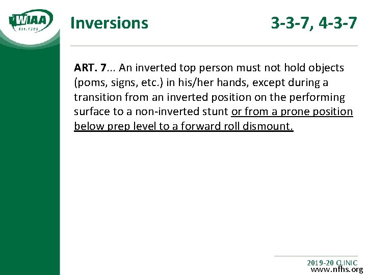 Inversions 3 -3 -7, 4 -3 -7 ART. 7. . . An inverted top