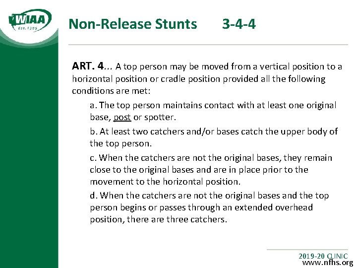 Non-Release Stunts 3 -4 -4 ART. 4. . . A top person may be