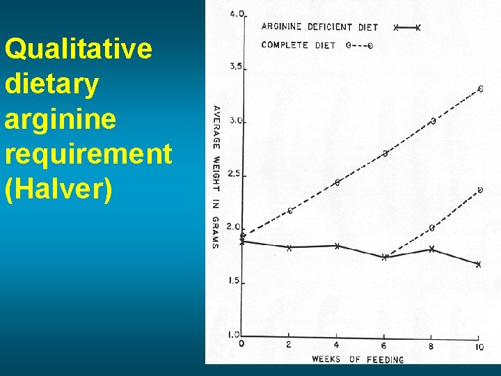 Qualitative dietary arginine requirement (Halver) 