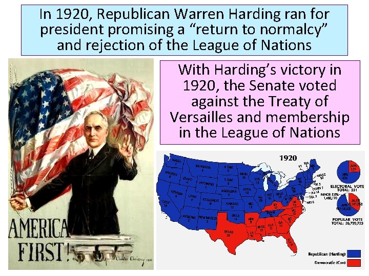 In 1920, Republican Warren Harding ran for president promising a “return to normalcy” and