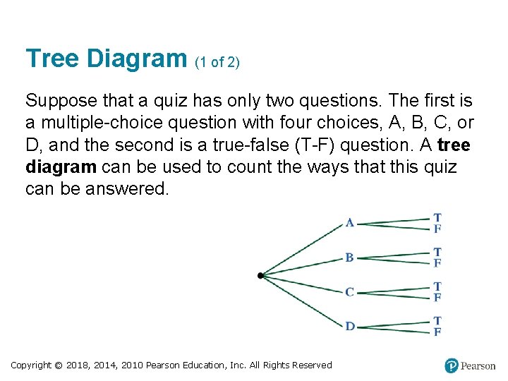 Tree Diagram (1 of 2) Suppose that a quiz has only two questions. The