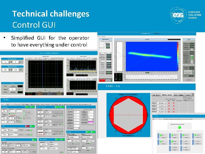 Technical challenges Control GUI • Simplified GUI for the operator to have everything under