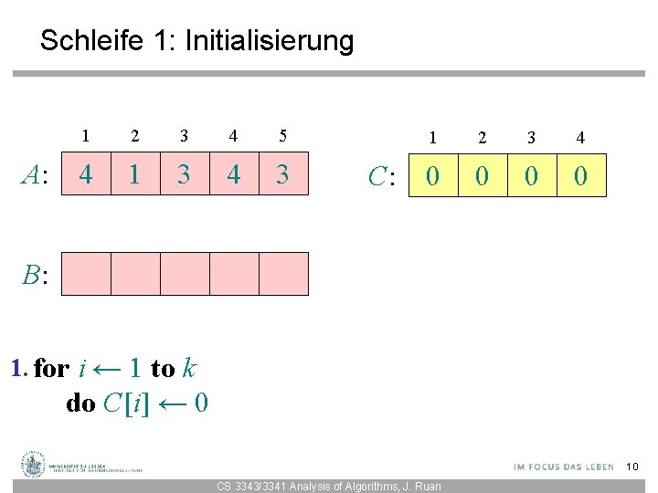 Schleife 1: Initialisierung A: 1 2 3 4 5 4 1 3 4 3