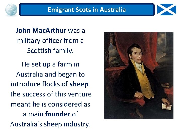 Emigrant Scots in Australia John Mac. Arthur was a military officer from a Scottish