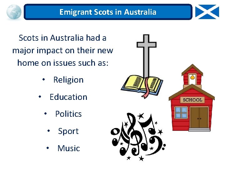 Emigrant Scots in Australia had a major impact on their new home on issues