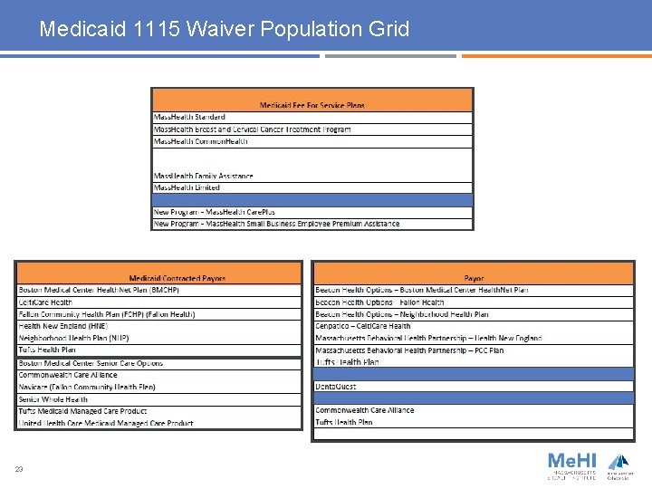Medicaid 1115 Waiver Population Grid 23 