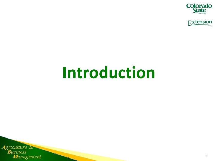 Introduction Agriculture & Business Management 2 