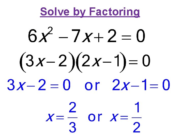 Solve by Factoring 