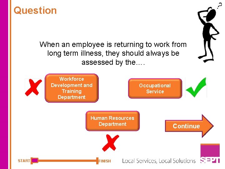 Question When an employee is returning to work from long term illness, they should