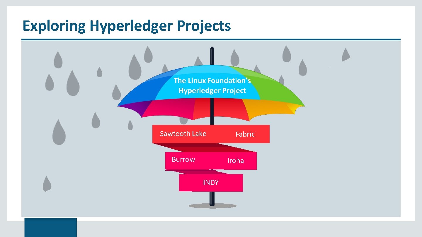 Exploring Hyperledger Projects The Linux Foundation’s Hyperledger Project Sawtooth Lake Burrow Fabric Iroha INDY