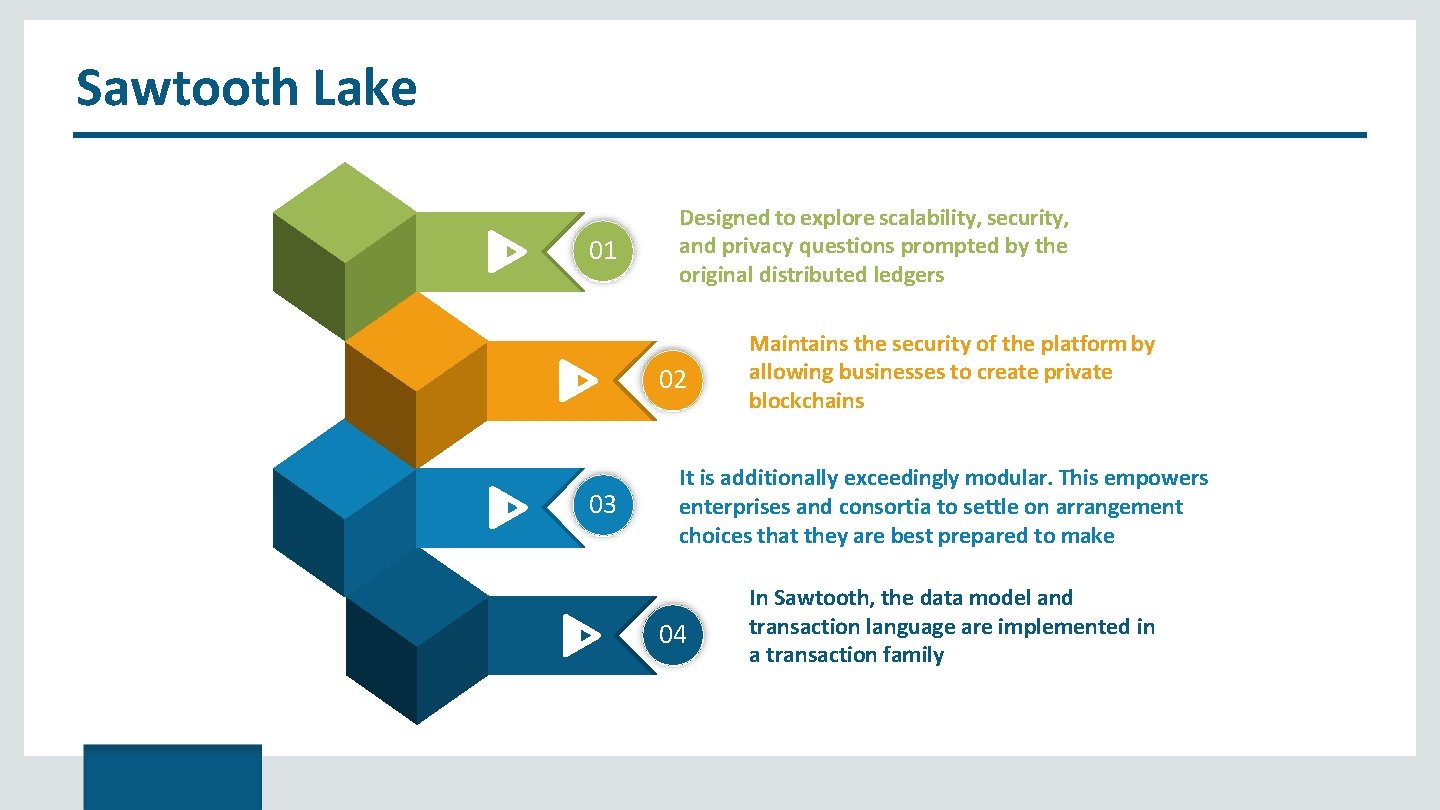Sawtooth Lake 01 Designed to explore scalability, security, and privacy questions prompted by the