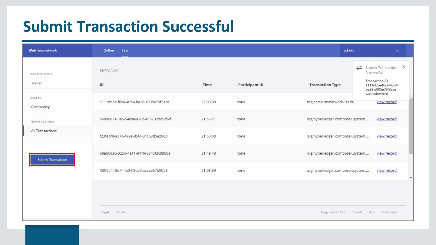 Submit Transaction Successful 