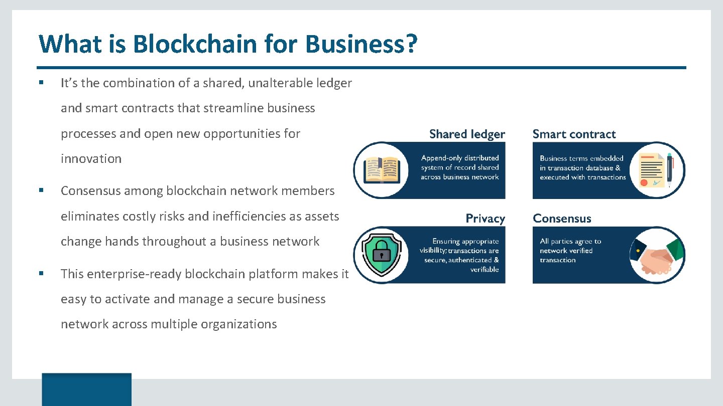 What is Blockchain for Business? It’s the combination of a shared, unalterable ledger and