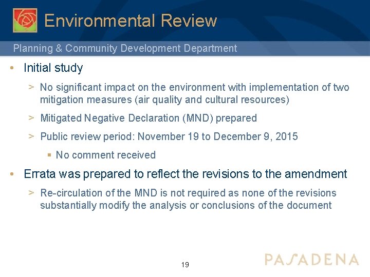 Environmental Review Planning & Community Development Department • Initial study > No significant impact