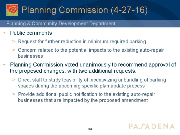 Planning Commission (4 -27 -16) Planning & Community Development Department • Public comments >