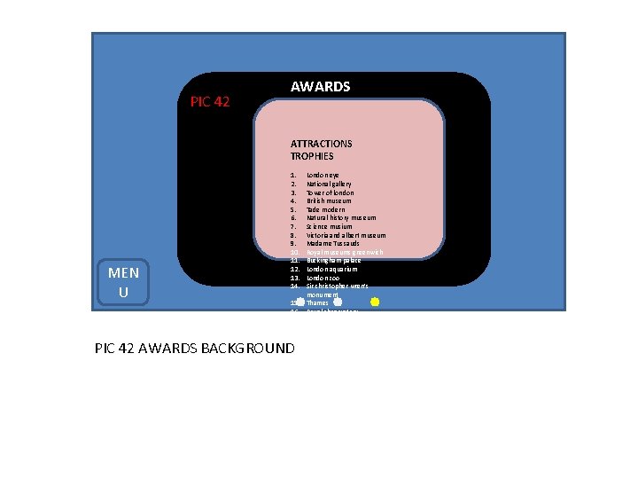 PIC 42 AWARDS ATTRACTIONS TROPHIES MEN U 1. 2. 3. 4. 5. 6. 7.