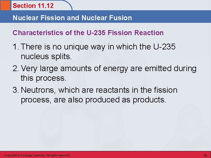 Section 11. 12 Nuclear Fission and Nuclear Fusion Characteristics of the U-235 Fission Reaction