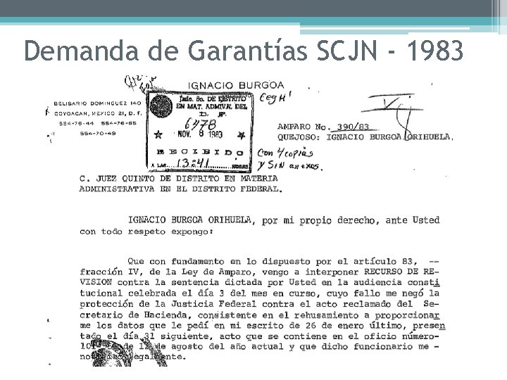 Demanda de Garantías SCJN - 1983 