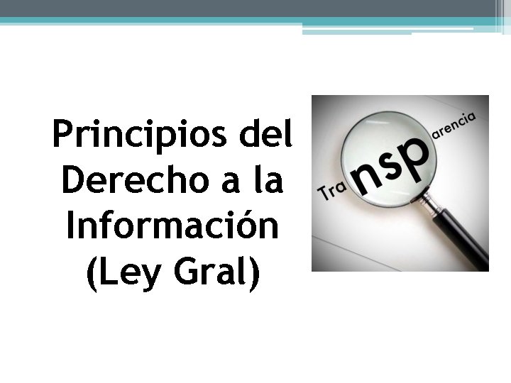 Principios del Derecho a la Información (Ley Gral) 