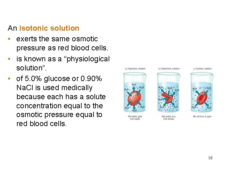Isotonic Solutions An isotonic solution • exerts the same osmotic pressure as red blood Isotonic Solutions An isotonic solution • exerts the same osmotic pressure as red blood