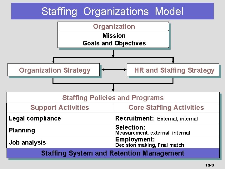 Staffing Organizations Model Organization Mission Goals and Objectives Organization Strategy HR and Staffing Strategy