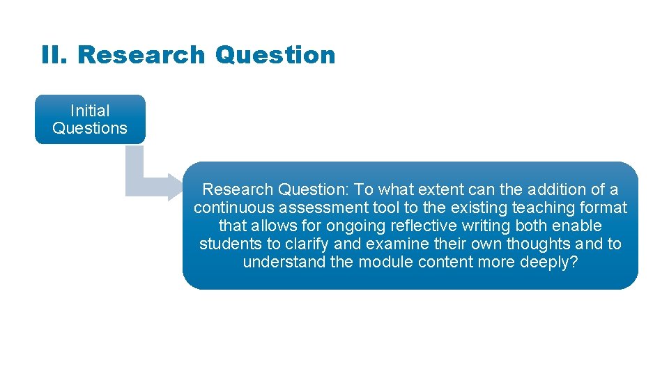 II. Research Question Initial Questions Research Question: To what extent can the addition of