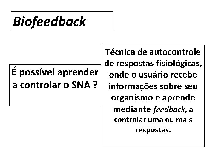 Biofeedback Técnica de autocontrole de respostas fisiológicas, É possível aprender onde o usuário recebe