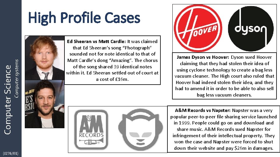 Computer Science Computer systems High Profile Cases (J 276/01) Ed Sheeran vs Matt Cardle: Computer Science Computer systems High Profile Cases (J 276/01) Ed Sheeran vs Matt Cardle:
