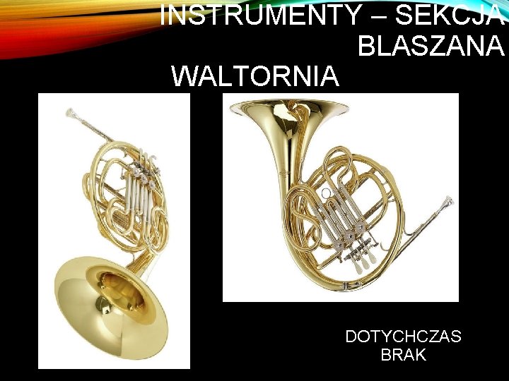 INSTRUMENTY – SEKCJA BLASZANA WALTORNIA DOTYCHCZAS BRAK 