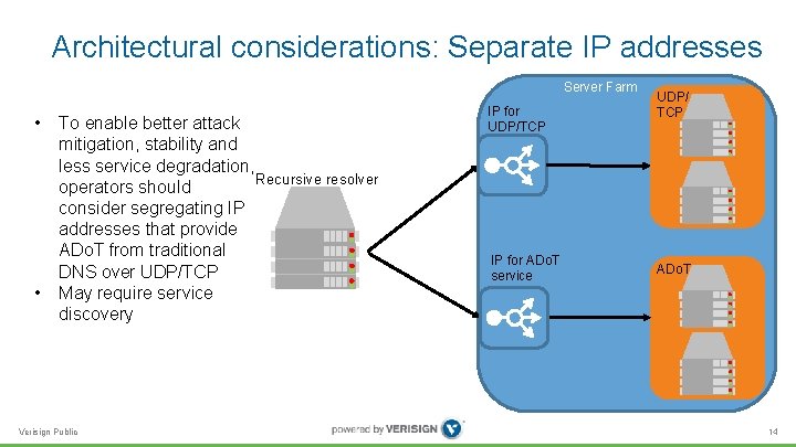 Architectural considerations: Separate IP addresses Server Farm • • To enable better attack mitigation, Architectural considerations: Separate IP addresses Server Farm • • To enable better attack mitigation,