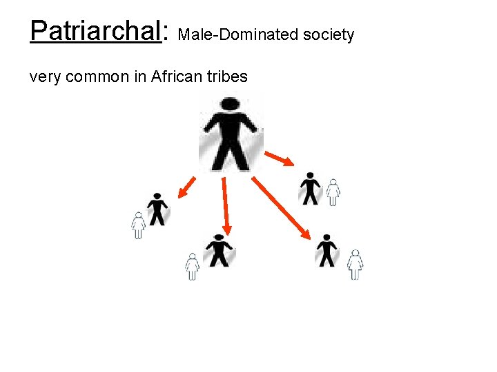 Patriarchal: Male-Dominated society very common in African tribes Patriarchal: Male-Dominated society very common in African tribes