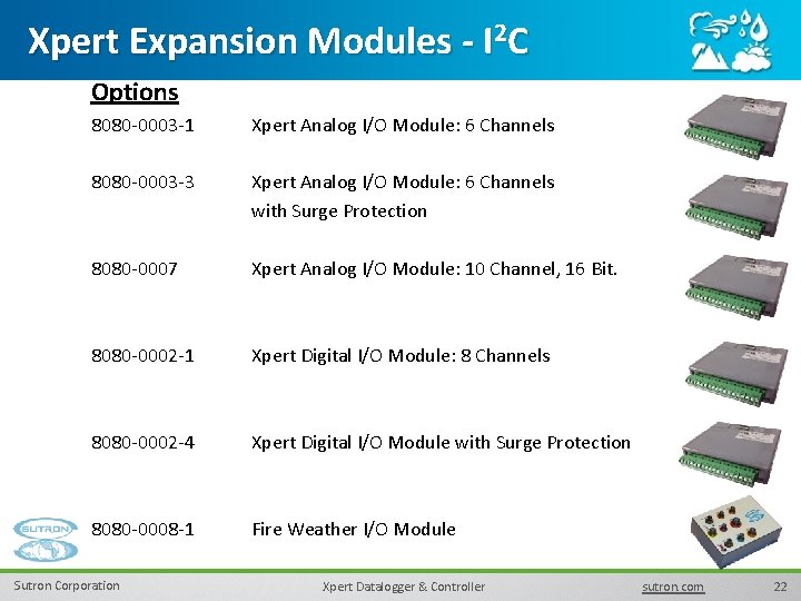 Xpert Expansion Modules - I 2 C Options 8080 -0003 -1 Xpert Analog I/O