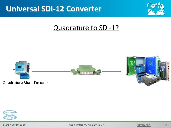 Universal SDI-12 Converter Quadrature to SDI-12 Quadrature Shaft Encoder Sutron Corporation Xpert Datalogger &