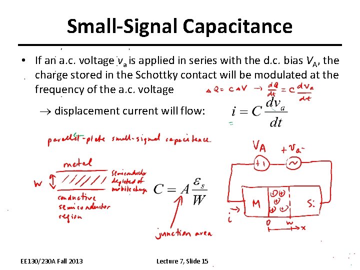 Small-Signal Capacitance • If an a. c. voltage va is applied in series with